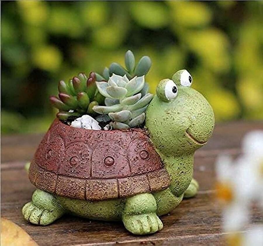 Schattige diervormige cartoon succulente vaas Plantenpot bureau mini-ornament (schildpad)