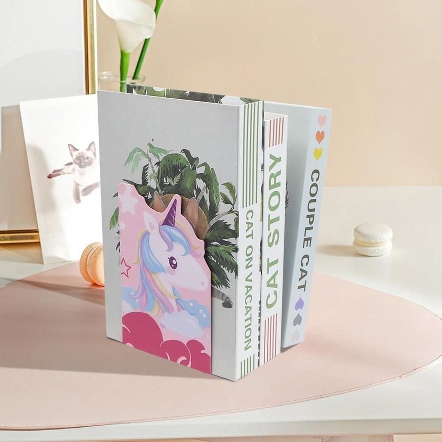 Allecto plus Schattige eenhoorn boekensteunen antislip metalen boekensteunen voor kinderen Bureau organizer met cartoon dier design