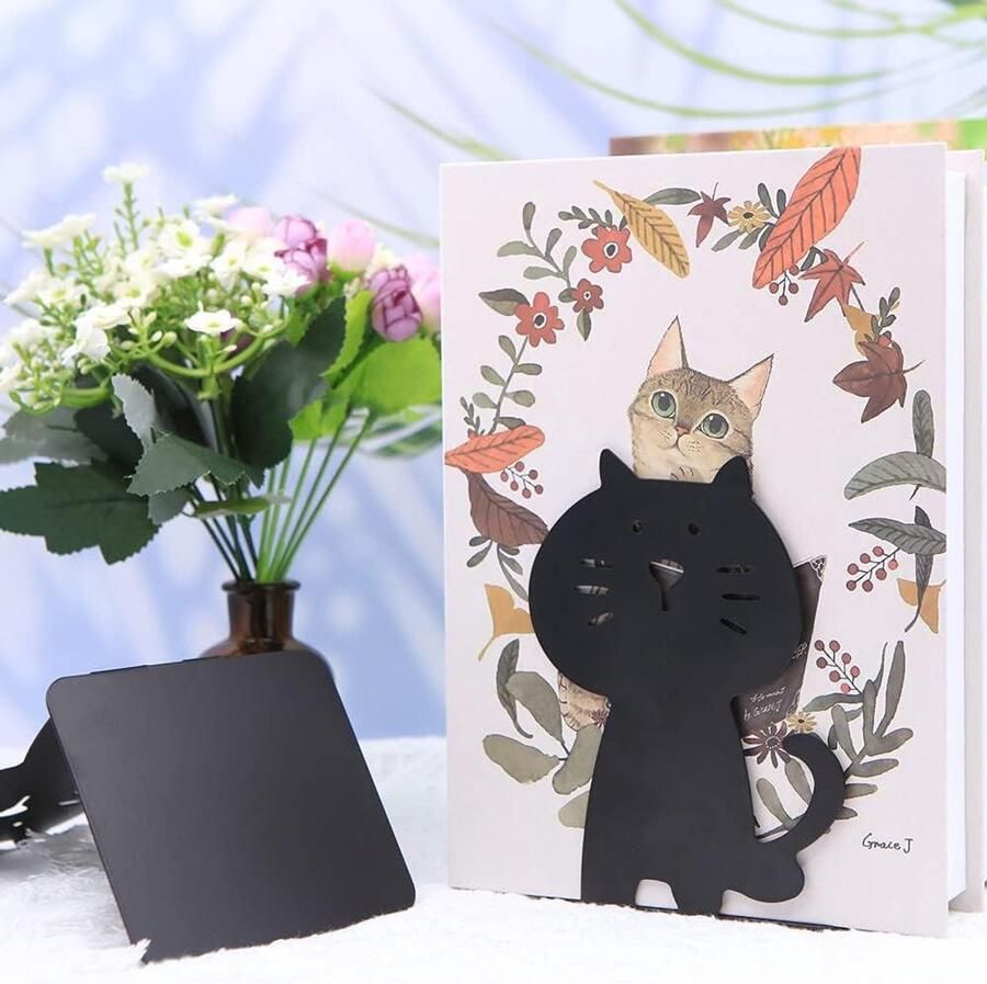 Schattige en stevige katten boekensteunen van verdikt metaal voor thuis bibliotheek of kantoor