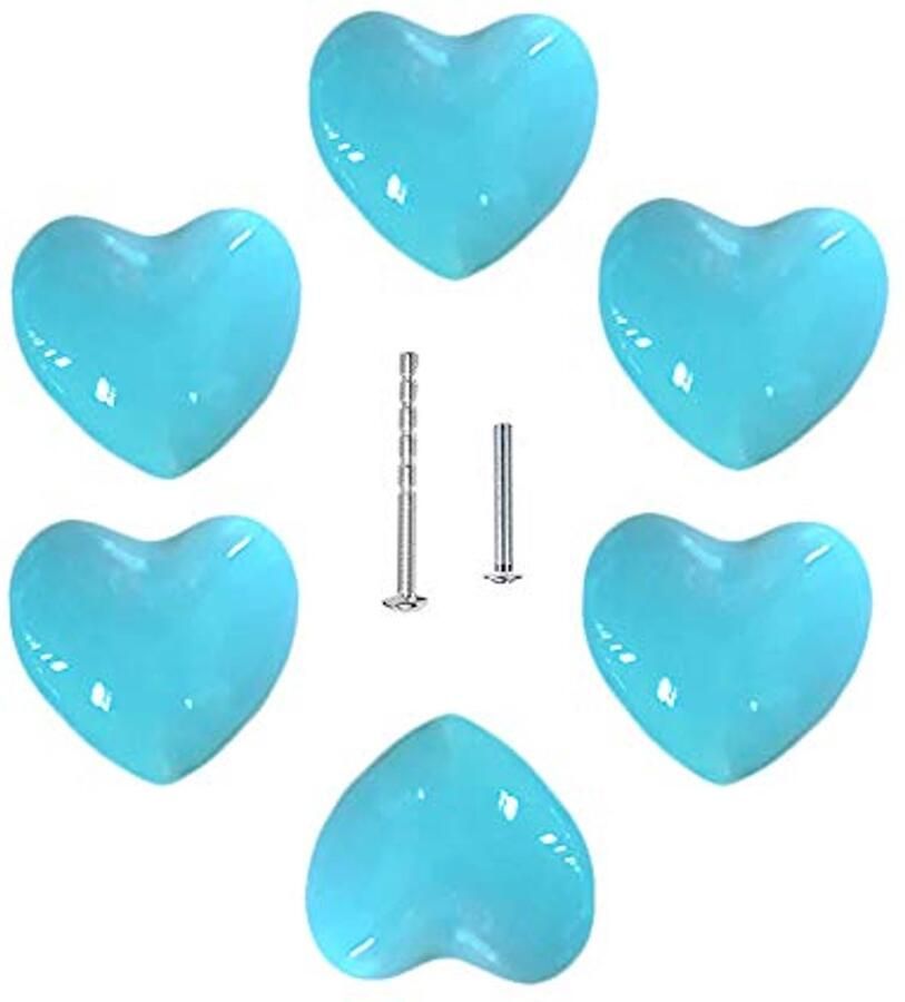 Schattige Hartvormige Keramische Knoppen voor Meubels – 6 Stuks – ideaal voor Kinderen