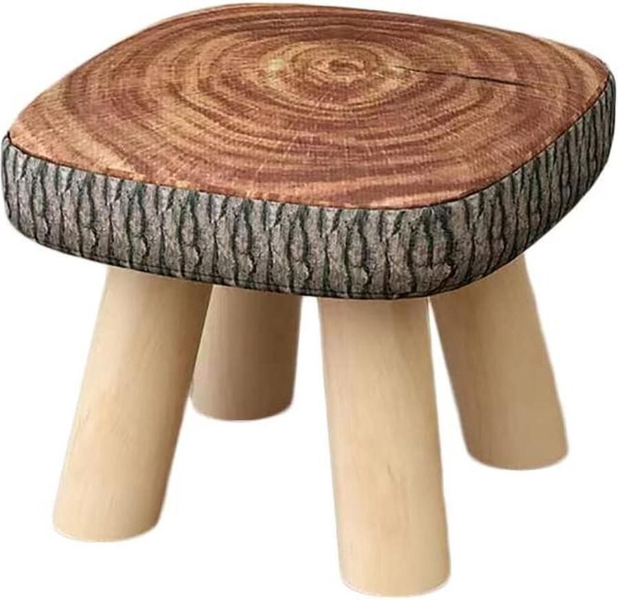 Schattige cartoon kleine houten kruk vierkante lage kruk voor kinderen en volwassenen massief hout boom stomp 330lb Houten kruk