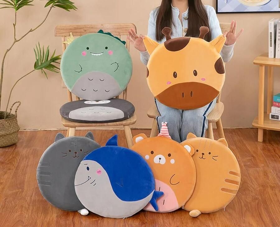 Schattige Pluche Kussens Geschikt Voor Kantoorstoelen Banken Vensterbanken Cartoon Dieren Design 7 Stuks