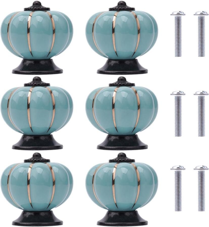 Schattige pompoenvorm keramische knoppen kleurrijk set van 6 keramiek