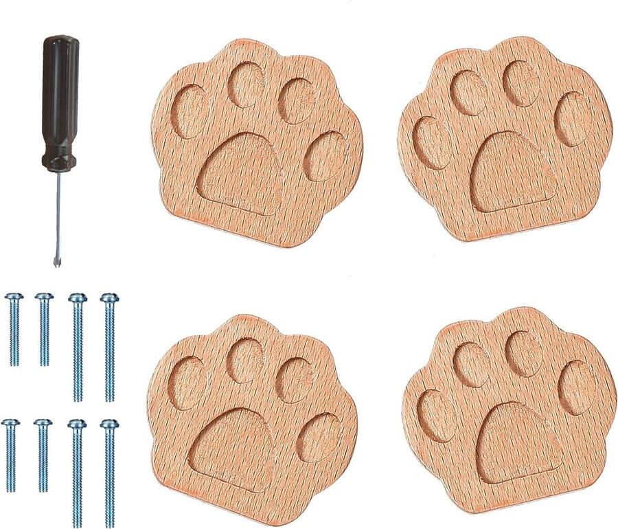 Schattige poten houten design lade handgrepen 4 stuks voor huis keuken slaapkamer kastknoppen