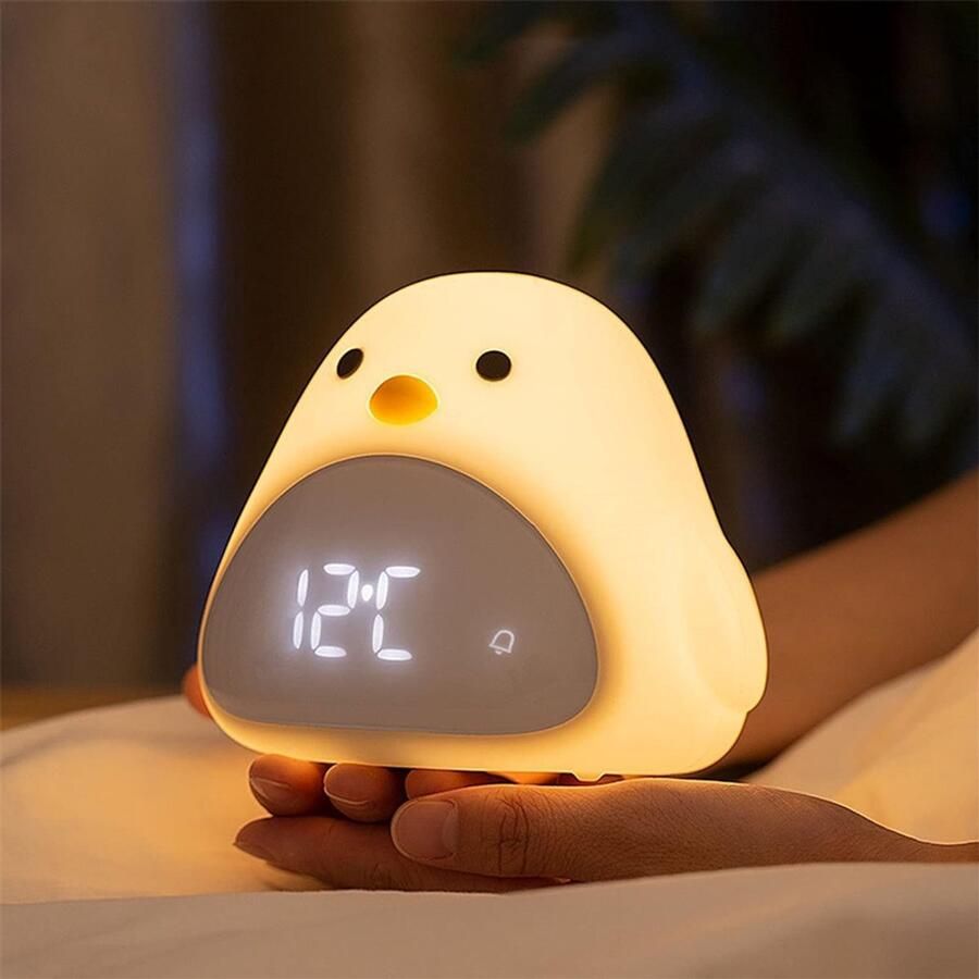 Schattige vogelwekker met nachtlampje led-nachtlampje USB-oplaadfunctie cartoonklok nachtlampje voor de slaapkamer en babykamer- Nachtlampje Slaaptrainer Leeslamp Tafellamp Bedlamp Kinderen Digitale Alarmklok en Wekker Lichtwekker L