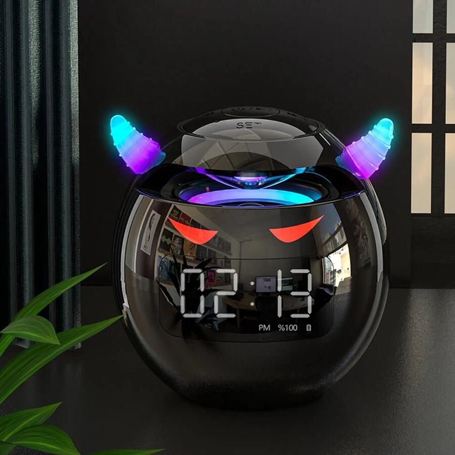 Schattige Wekker Bluetooth Speaker Met Led Digitale Tf Dual Wekker Speaker Home Decor Kinderen Kamer Slaap Tafel Klok