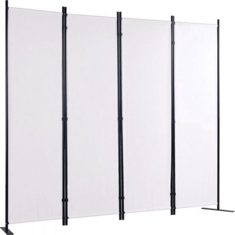 Scheidingswand 4 panelen Kamerscherm Paravan Wit Opvouwbaar 224x171cm