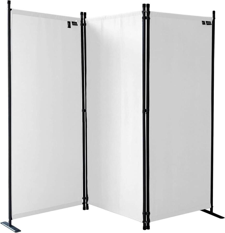 Scheidingswand voor tuin en balkon opvouwbaar 3-delig wit 170 x 165 cm
