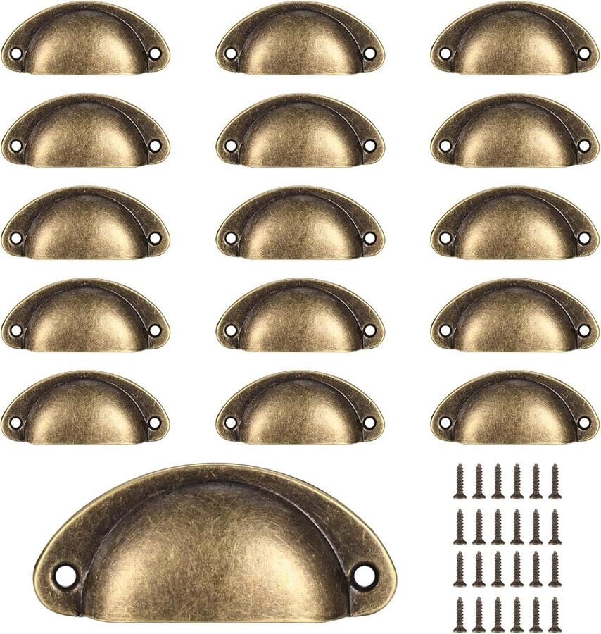 Schelpengreep vintage handgrepen 16 stuks brons meubelgrepen