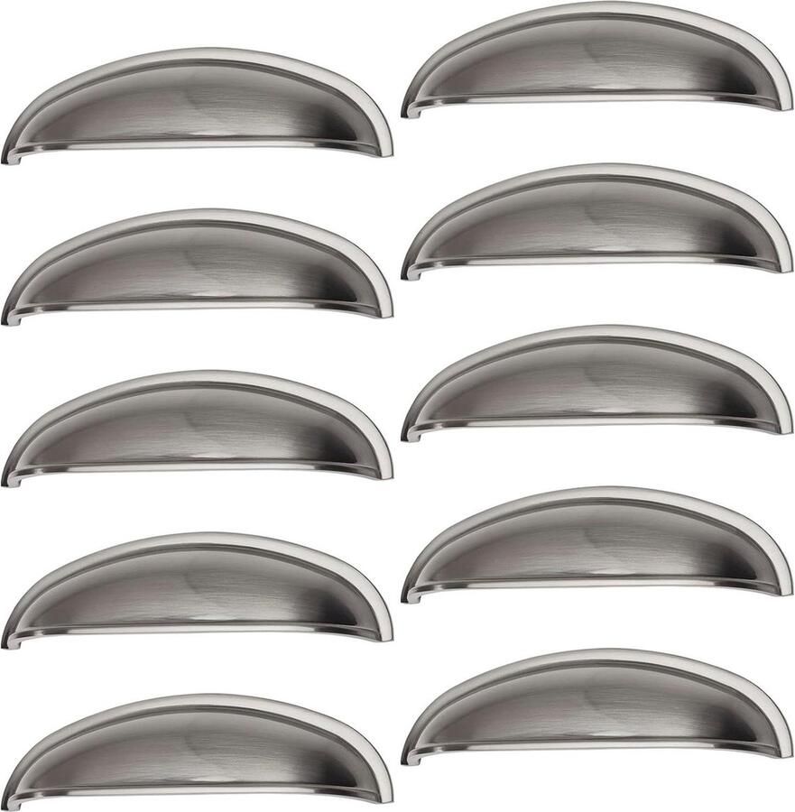 Schelpgreep roestvrij staal look 10 stuks BA 96 mm apothekersgreep keukengreep meubelgreep