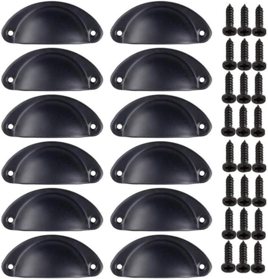 Schelpvormige bekergrepen 12 stuks 8 1 * 3 4 cm met schroeven retro ladegrepen keukenkastdeurgrepen knop retro halfrond meubelkaptafeldeurgrepen ladeschelp ijzeren retrogrepen halfronde kastgrepen huisdecoratie ouderwets
