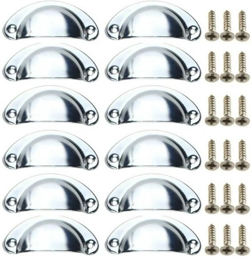 Schelpvormige bekergrepen 12 stuks 8 1 * 3 4 cm met schroeven retro ladegrepen keukenkastdeurgrepen knop retro halfrond meubelkaptafeldeurgrepen ladeschelp ijzeren retrogrepen halfronde kastgrepen huisdecoratie ouderwets