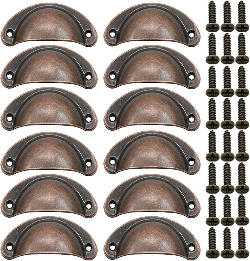 Schelpvormige bekergrepen 12 stuks 8 1 * 3 4 cm met schroeven retro ladegrepen keukenkastdeurgrepen knop retro halfrond meubelkaptafeldeurgrepen ladeschelp ijzeren retrogrepen halfronde kastgrepen huisdecoratie ouderwets