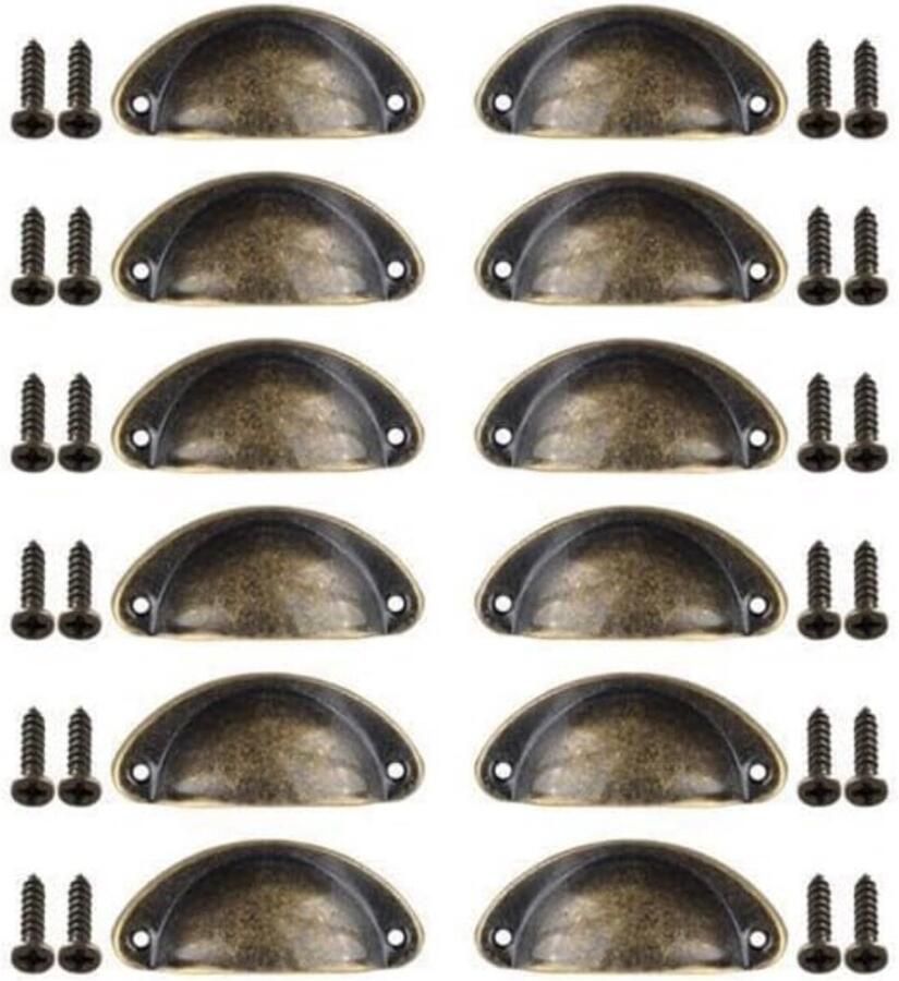 Schelpvormige bekergrepen 12 stuks 8 1 * 3 4 cm met schroeven retro ladegrepen keukenkastdeurgrepen knop retro halfrond meubelkaptafeldeurgrepen ladeschelp ijzeren retrogrepen halfronde kastgrepen huisdecoratie ouderwets