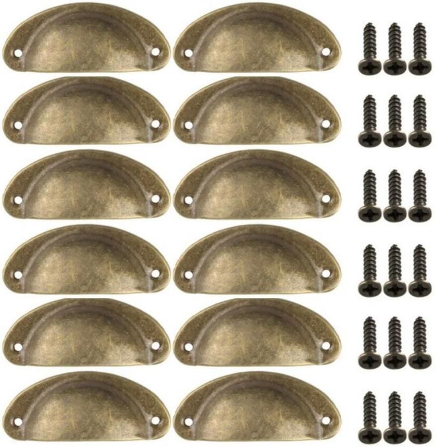 Schelpvormige bekergrepen 12 stuks 8 1 * 3 4 cm met schroeven retro ladegrepen keukenkastdeurgrepen knop retro halfrond meubelkaptafeldeurgrepen ladeschelp ijzeren retrogrepen halfronde kastgrepen huisdecoratie ouderwets