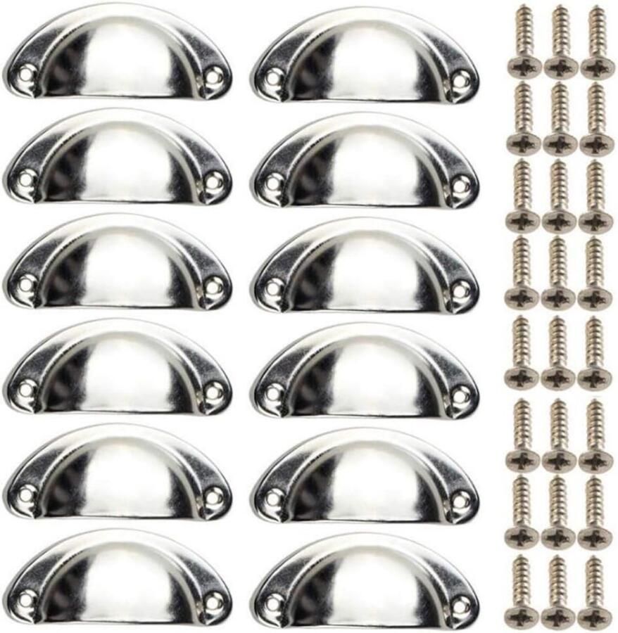 Schelpvormige bekergrepen 12 stuks 8 1 * 3 4 cm met schroeven retro ladegrepen keukenkastdeurgrepen knop retro halfrond meubelkaptafeldeurgrepen ladeschelp ijzeren retrogrepen halfronde kastgrepen huisdecoratie ouderwets