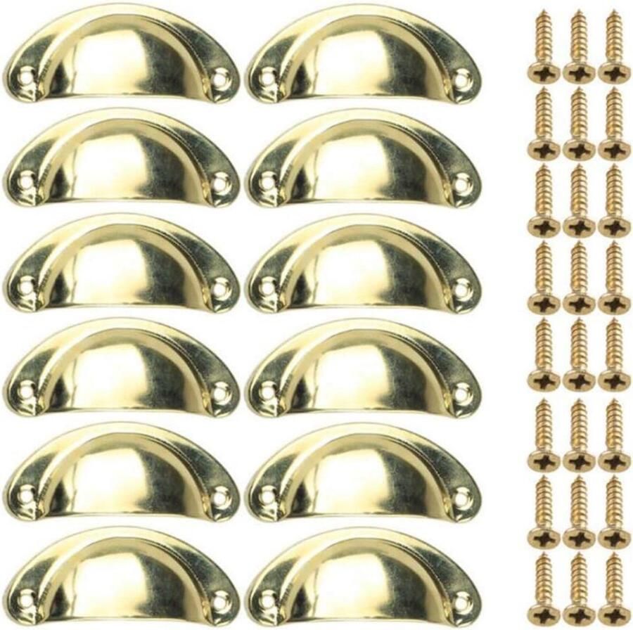 Schelpvormige bekergrepen 12 stuks 8 1 * 3 4 cm met schroeven retro ladegrepen keukenkastdeurgrepen knop retro halfrond meubelkaptafeldeurgrepen ladeschelp ijzeren retrogrepen halfronde kastgrepen huisdecoratie ouderwets
