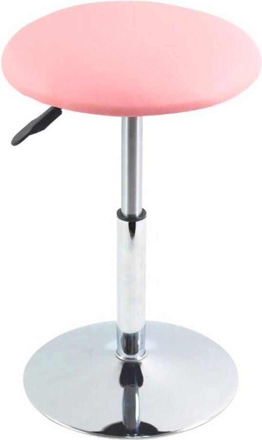 Schemel ronde werkkruk PU-leer in hoogte verstelbare draaibare thuiskantoor bureaustandaard kruk taartpan draaibare winkelstoel klein (roze)
