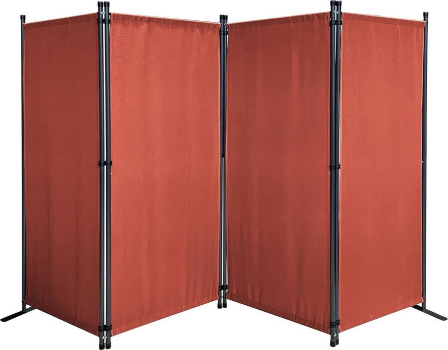 Scherm 4 Stuks 165 x 220 cm Stof Kamerscherm Balkon Privacyscherm Opvouwbaar Rood Oranje