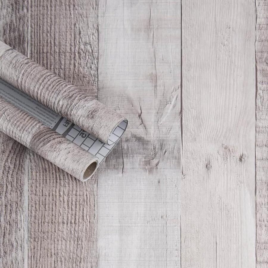 Schil en Stok Behang 305x40cm Zelfklevend Vinyl Film Houtnerf Behang voor Meubilair en Kasten Grijs Shiplap Design