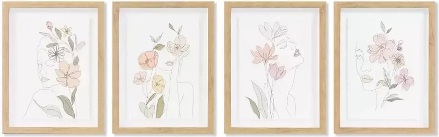 Schilderij DKD Home Decor Blommor Modern (30 x 3 x 40 cm) (4 Stuks)