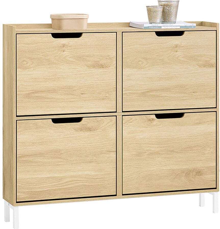 Schoen opbergkast schoenenrek Entryway Organizer Stabiliteit en ruimte MDF Metal 100 cm x 90 cm x 19 cm