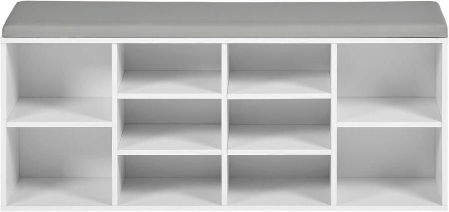 Schoenbank met Kussen en 10 Vakken stijlvolle Schoenenorganizer voor Entree en Woonkamer