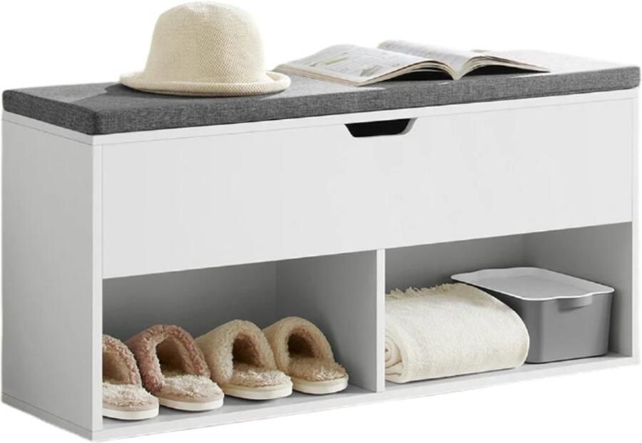 Schoenbank met opslag gevoerde stoel Compacte zitplaatsen E1 hout 100 x 30 x 48 cm