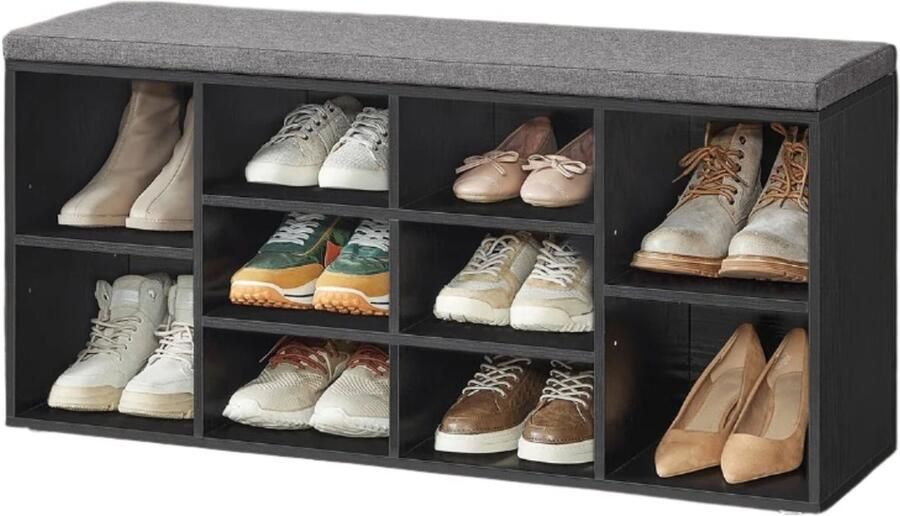 Schoenbank schoenplank Entryway zitplaatsen ruimtebesparende ontwerp 30 1 cm x 104 1 cm x 48 1 cm zwart