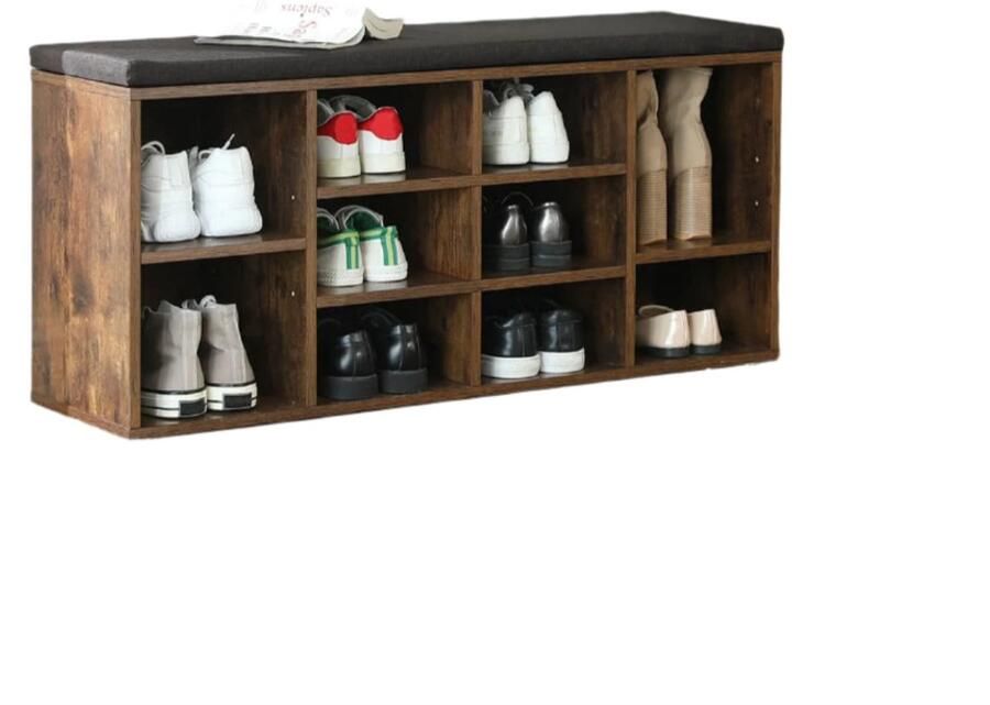 Schoenbank schoenplank ruimtebesparende organisator 10 compartimenten 104 cm x 30 cm x 48 cm voor optimale opslag