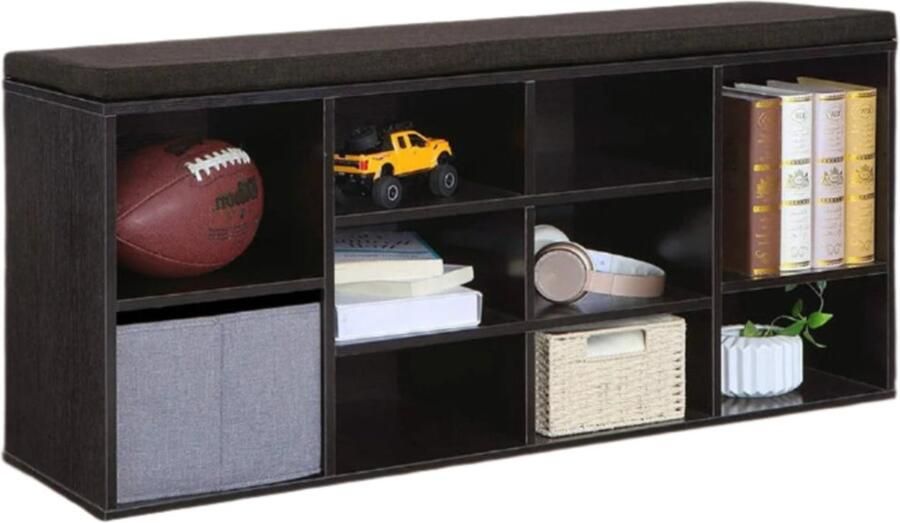 Schoenbank schoenplank Zitplaatsen zwart en bruin houten spaanbord 30 1 cm x 104 1 cm x 48 1 cm
