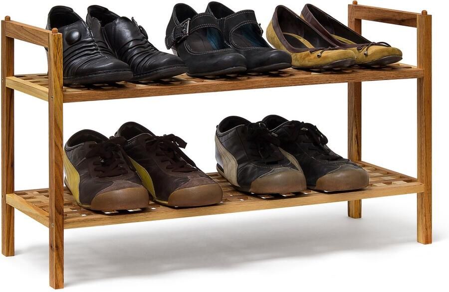 Relaxdays schoenen opbergrek stapelbaar 2 laags 40 5 x 69 x 26 cm hout voor 6 paar
