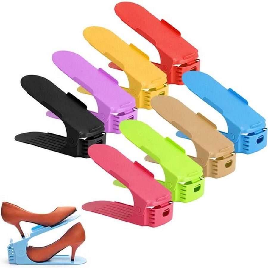 Schoenen Opbergsysteem Verstelbaar – 8 stuks-Schoenenrek Schoenenkast Schoen Organizer – Set van 8 met verschillende kleur