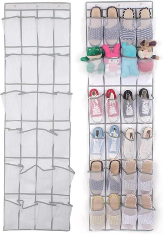 Opknoping Deur Schoenenrek 24 Zakken Zichtbare Niet-geweven Stof Organizer met Haken voor Schoenen Sokken Speelgoed Beautyspullen