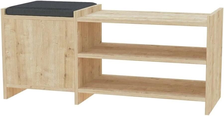 Schoenenbank en schoenenkast voor entree Multifunctioneel meubel met 2 planken en kussen (100 x 44 x 35 cm) - Foto 2
