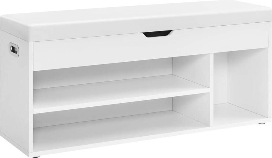 Schoenenbank gewatteerde opbergbank 3 vakken verborgen opbergplanken voor woonkamer entree slaapkamer belasting 150 kg wit