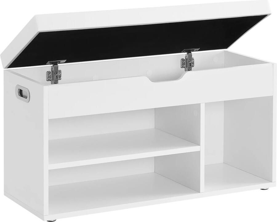 Schoenenbank Halbank Halbankje met Opbergruimte Zitplek Schoenenplanken & Opberkist Tot 150kg 80x30x44 cm Wit