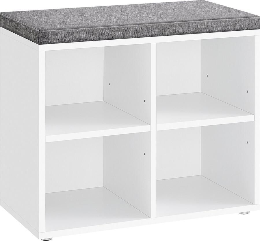 Woon Wereld Schoenenbank met 4 vakken wolkwit-duifgrijs