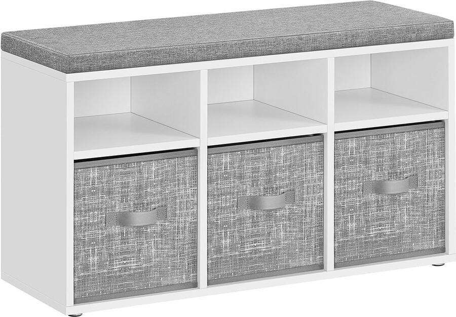 Schoenenbank met 6 vakken Schoenenrek Schoenenopslag Spaanplaatmateriaal 30 3 cm x 87 cm x 48 cm