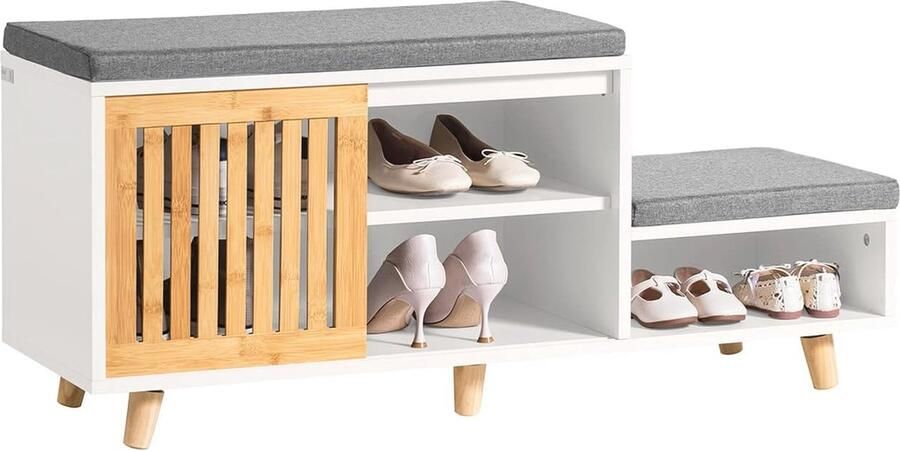 Schoenenbank met Kussen en Opbergruimte voor Hal Gang Woonkamer Slaapkamer 101x35x46 cm - Foto 2