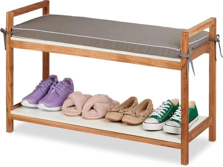Schoenenbank met Kussen Houten Halbank Geschikt voor de Hal 1 stuk Meer kleuren HBD: 55 x 90 x 34 cm