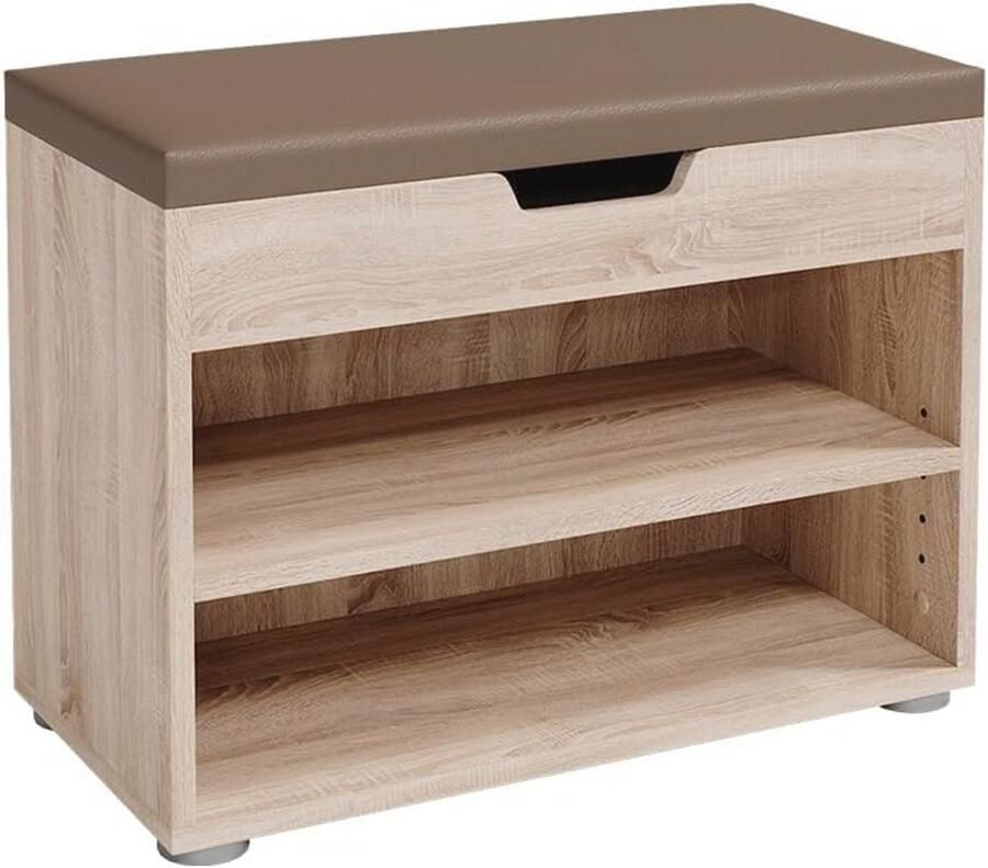Schoenenbank met Opbergruimte en Gevoerde Zitting 60 x 45 cm