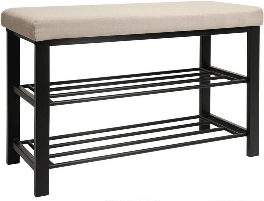 Schoenenbank met Opbergruimte en Gevoerde Zitting 81 x 32 x 46 cm