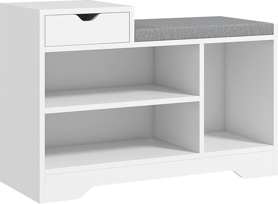 Schoenenbank met Opbergruimte en Kussen Ideaal voor Hal en Slaapkamer 76 5 x 30 x 52 cm Wit
