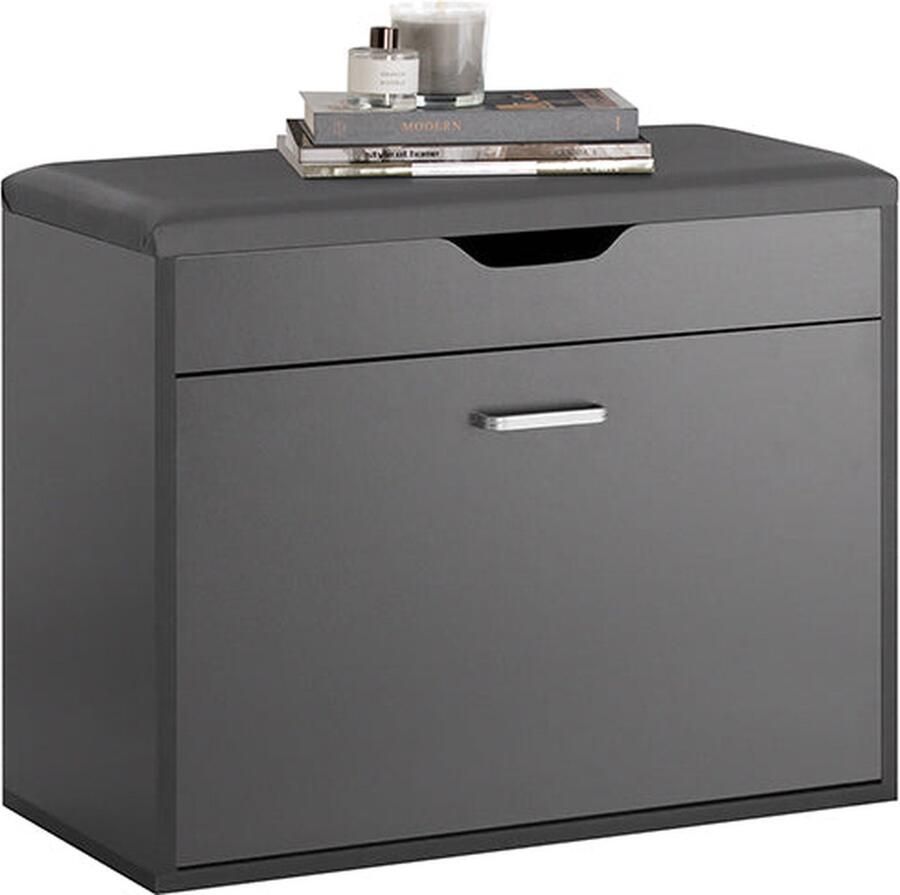 Rootz Living Rootz Schoenenbank met opbergruimte Schoenenkantelaar Zittende ladekast Ruimtebesparend ontwerp Verborgen compartiment Comfortabel zitkussen 60 cm x 50 cm x 30 cm Grijs