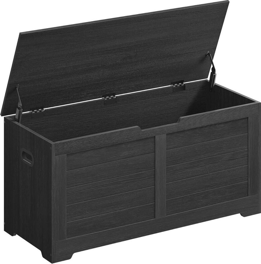 Schoenenbank met opbergruimte zitbank met 2 veiligheidsscharnieren opbergkast in landhuisstijl 40 x 100 x 46 cm voor hal slaapkamer of woonkamer antracietgrijs