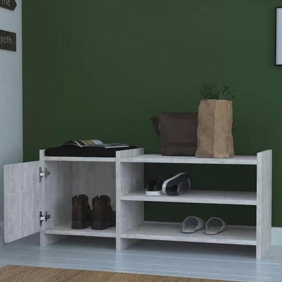 Schoenenbank met Planken en Kussen Multifunctioneel Schoenenrek voor Entree (Grijs) - Foto 2