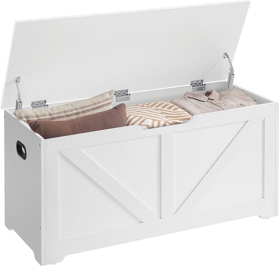 Rootz Living Rootz Schoenenbank met Zitting Ingangsbank Opbergbank Spaanplaatmateriaal 40cm x 100cm x 46cm Mat Wit 136kg Draagvermogen Schoenenopbergoplossing