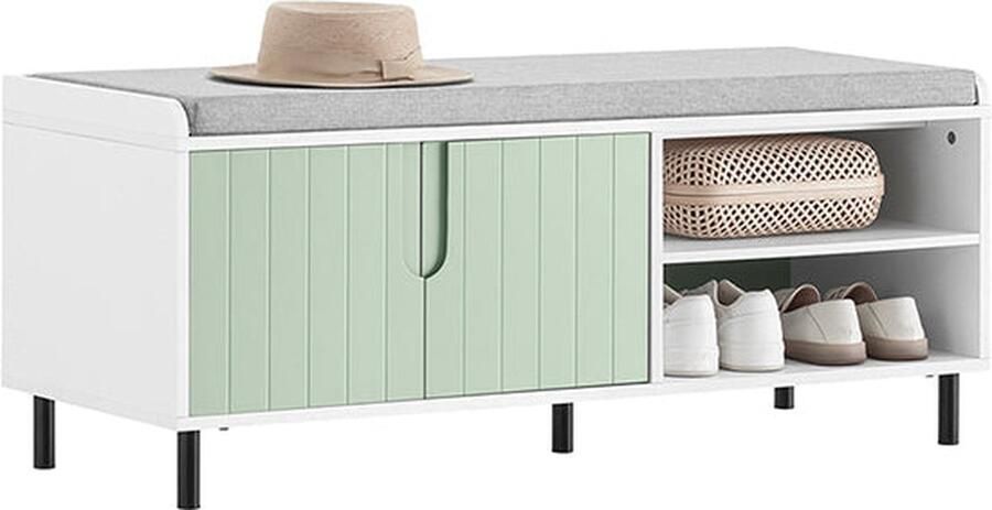 Rootz Living Rootz Schoenenbank met zitkussen Halbank Schoenenkast Ruimtebesparende opslag Verstelbare plank Stevige metalen poten 110 cm x 45 cm x 40 cm