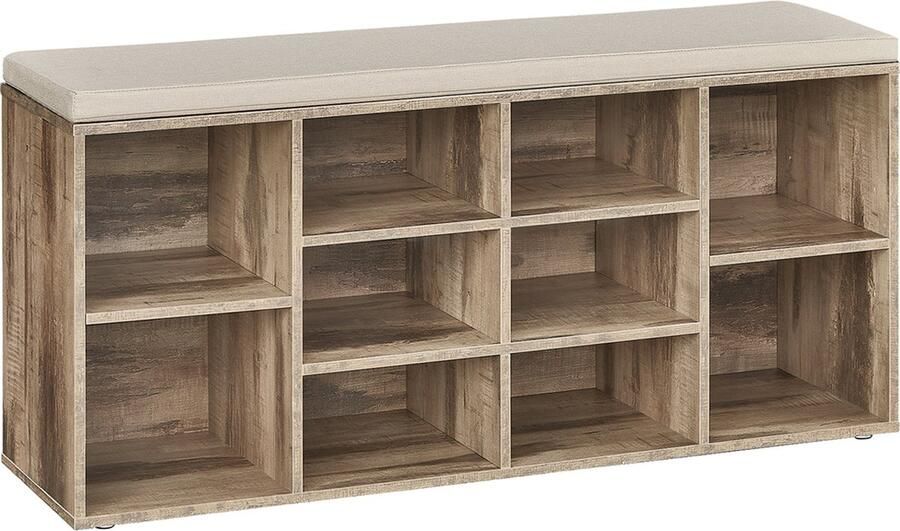 Woon Wereld Schoenenrek – Met zitje 30 x 104 x 48 cm camelbruin